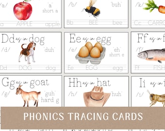 Phonics Flashcards: Alphabet Tracing Cards for Preschool Learning (Digital Download)