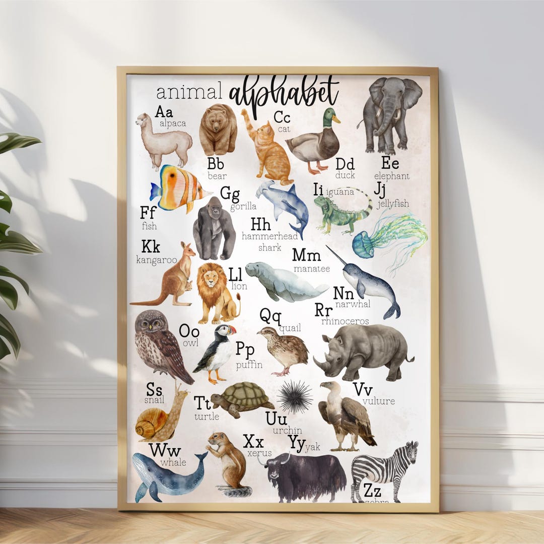 Montessori Animal Alphabet Poster: Montessori ABC Classroom Playroom ...
