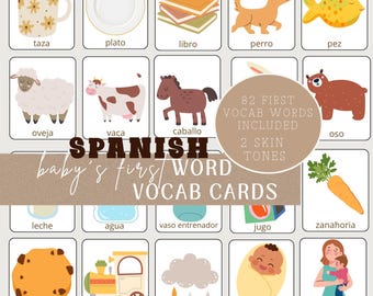 Spanish First Words Flashcards: Bilingual Learning for Toddlers (PDF Printable)