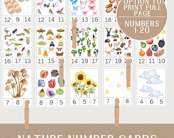 Tarjetas de conteo de la naturaleza: Matemáticas Montessori imprimibles (Descargar PDF)
