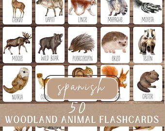 Spanish Animal Flashcards | Bilingual Woodland Animals (PDF Download)
