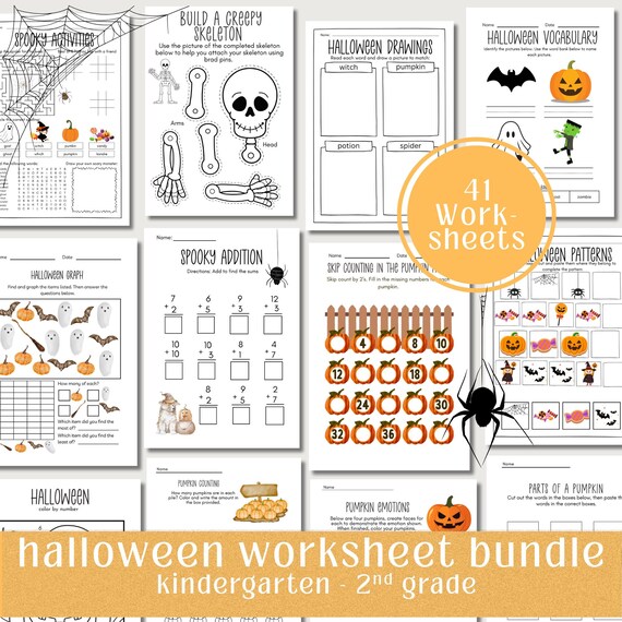 Halloween Worksheet Bundle: 41-Page Activity Pack for Kids (Digital Download)