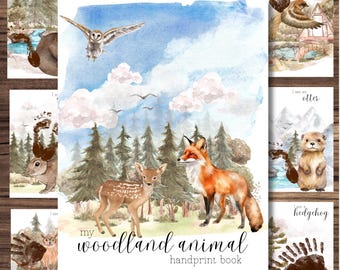 Woodland Animal Handprint Template Craft: 10 Animals (PDF Printable)