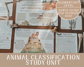 Folhas de exercícios de classificação de animais: Ciências Montessori, páginas de aprendizagem de biologia (PDF para impressão)