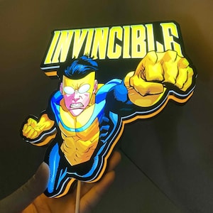 Invincible Comic LED Sign, Custom Superhero Wall Art, Game Room & Man Cave Decor, Anime Gift for Fans