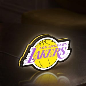 LA Lakers LED Sign, Dimmable NBA Team Light Box, Basketball Fan Gift, Sports Wall Art Decor