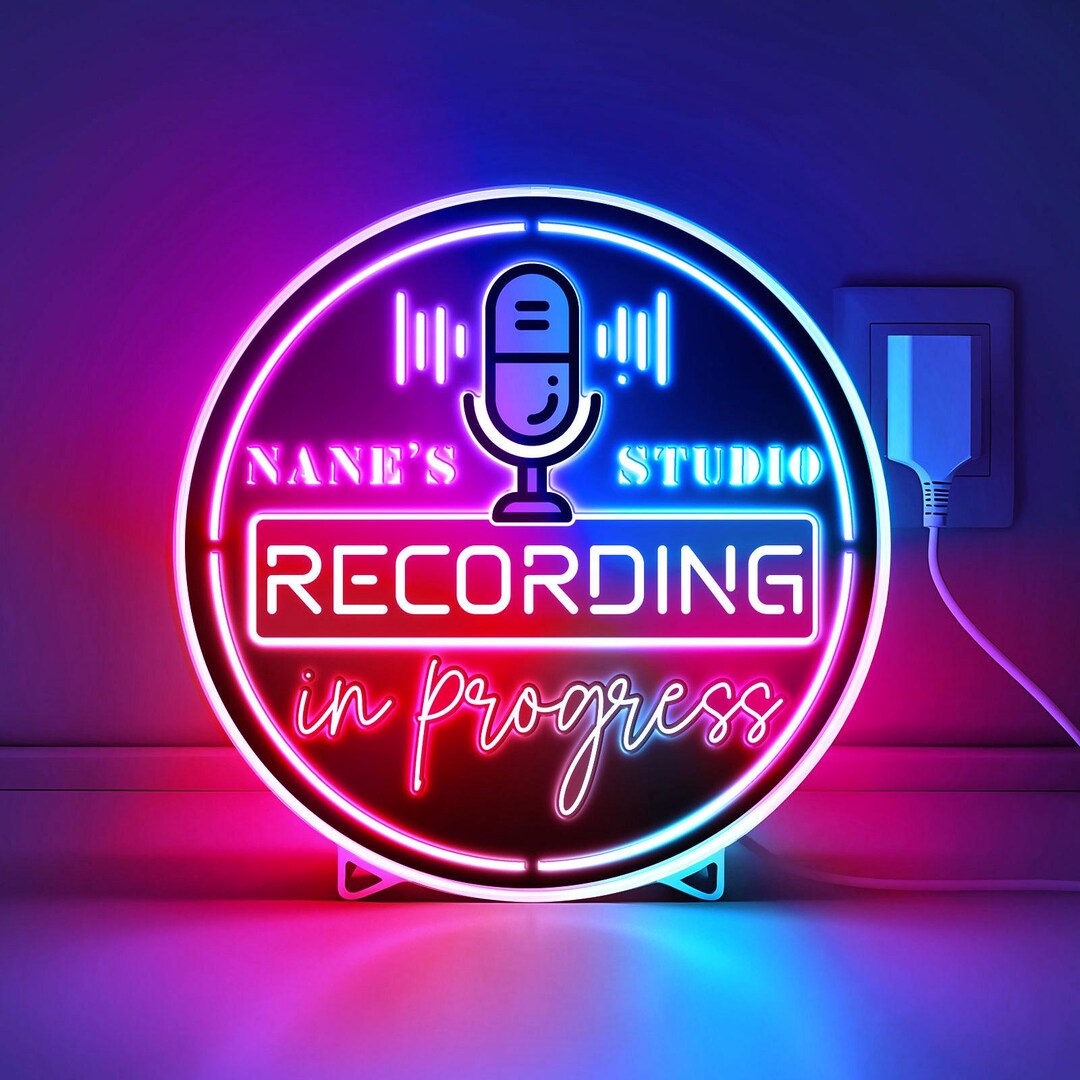 Recording in Progress Personalized Cutout-style LED Lightbox, Custom ...