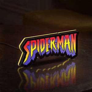 Spiderman Sign Lightbox with Color Gradient Effects, Ideal for Superhero Lovers and Fans, Spiderman Themes Room Wall Decor LED Lamp