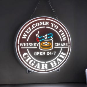 Whisky-Zigarrenbar Personalisierter LED-Leuchtkasten im Ausschnittstil, benutzerdefinierter Namenswand oder Tischplatten-Bar-Bar, Geschenk für Whisky-Liebhaber und Herren