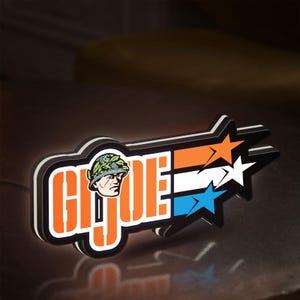 G.I.-Joe 3D Printed Logo Lamp, Glowing Military Themed Lightbox, G.I. Joe Fan Gift, Movie Theme Party Prop, Man Cave Decor, Gamer Room Art