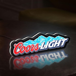 Custom Coors Light Mountain Logo Light Box - 3D Illuminated Sign, LED Bar Sign, 3D Beer Sign, Bar Wall Decor, Sports Events Decor, Man Cave