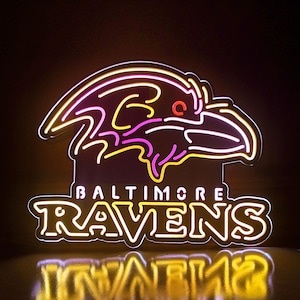 Baltimore Ravens LED Light Sign - Football Team Decor, Desktop Light Box, Man Cave Gift for Sports Fans