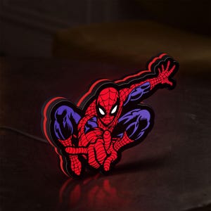 Personalized Spiderman 3D Print Lightbox, Spiderman&#39;s LED Lamp Decor, Ideal for Spidey Fans