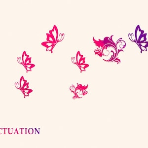 Butterfly monogram font with romantic calligraphy lettering and charming decorative ornaments, beautifully suited for greeting cards, love notes, social media graphics, quotes, stationery, and feminine designs.