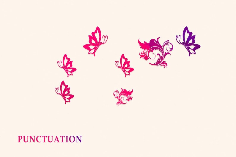 Butterfly monogram font with romantic calligraphy lettering and charming decorative ornaments, beautifully suited for greeting cards, love notes, social media graphics, quotes, stationery, and feminine designs.