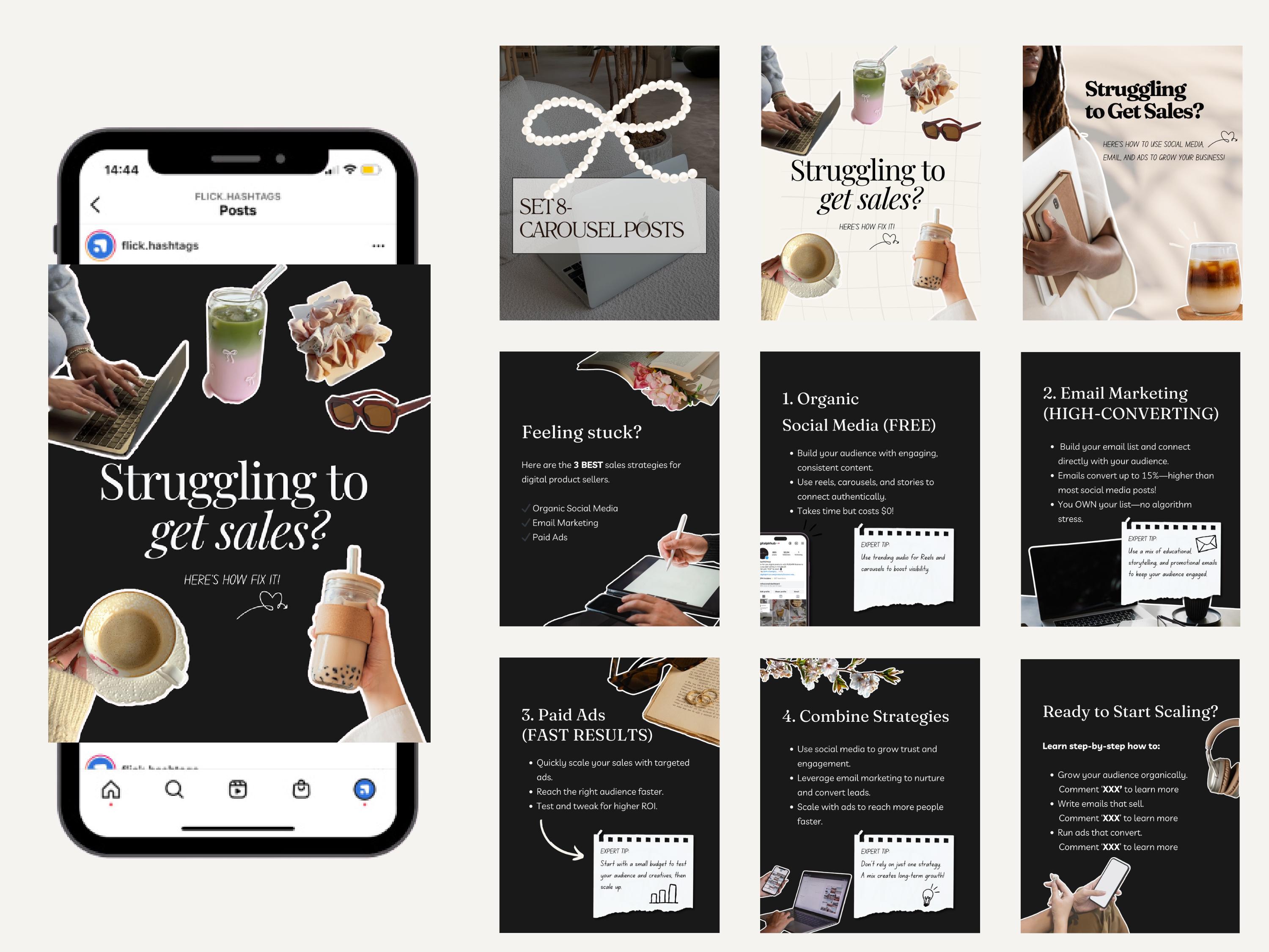 Aesthetic Carousel Templates for Instagram and Tiktok, Social Media ...