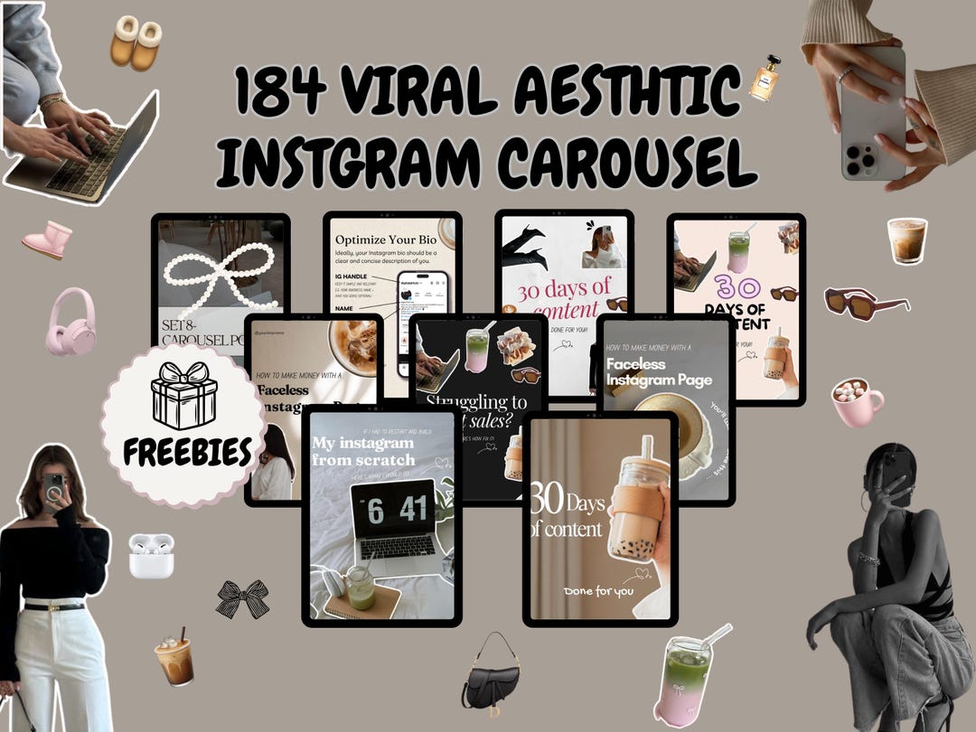 Aesthetic Carousel Templates for Instagram and Tiktok, Social Media ...
