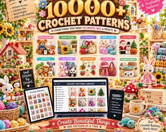10000+ PLR MRR Crochet Patterns Bundle PDF | Amigurumi Pattern Mega Collection | Beginner Freindly Plushie Pattern | Cute Animal Labubu Pdf