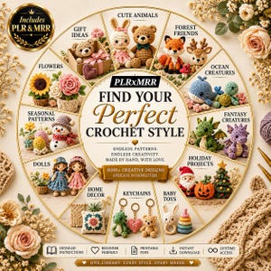 Massive amigurumi PDF bundle with thousands of crochet designs for plush toys, cute animals, handmade gifts, creative projects, and crochet lovers.