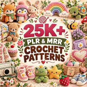 Über 25.000 PLR- und MRR-Häkelmuster-Pakete | Amigurumi, Häkeldecken, Taschen, Blumen, Kuscheltiere, Tiere | Riesige PDF-Sammlung von Häkelmustern