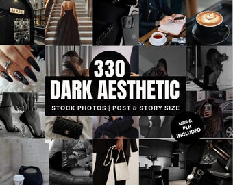 Luxury Dark Aesthetics Stock Photos | Feminine Faceless Black Luxurious Stock Images | PLR MRR Girl Boss Dark Aesthetic Gold Photos Bundle