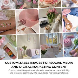 Feminine pink aesthetic Canva stock photos mockup created for influencers and small businesses, featuring elegant Instagram visuals with PLR MRR license