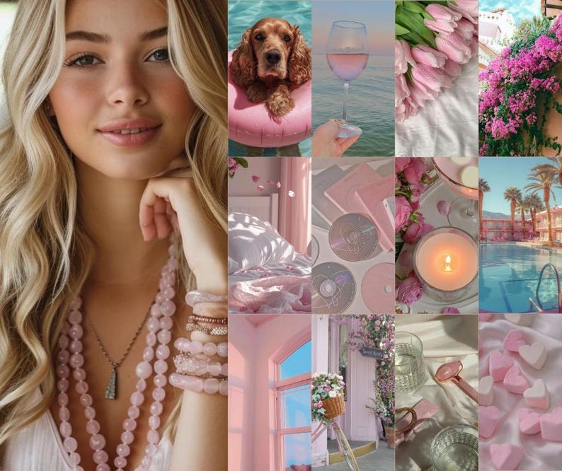 Pink Instagram Canva templates mockup featuring feminine pink aesthetic stock photos for posts and stories, ideal for influencers, bloggers, and small business branding using PLR MRR stock images