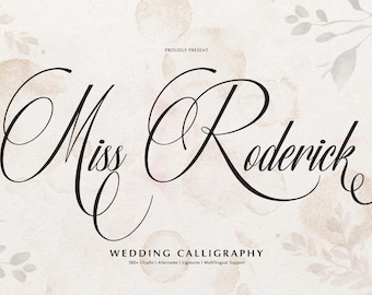 Wedding Calligraphy Font, Elegant Flourish Script, Bridal Handwritten Cursive, Swash Signature Font, Invitation Logos Cricut Canva Procreate