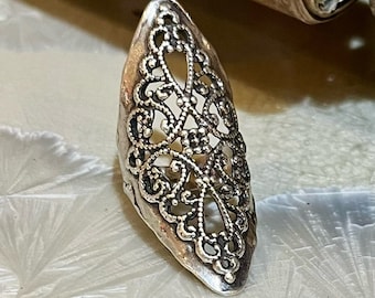 Shield Ring, Filigree Ring, Wide Silver Rings, Protection Rings, Everyday Jewelry, Contemporary Jewelry, Modern Ring, Ornate ring, bff gift.