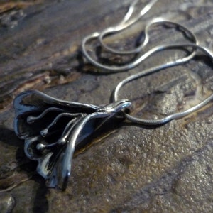 Sterling Silver Flower Pendant, Silver Necklace, Botanical Leaf Floral Silver Necklace, Woodland Flower Pendant, Statement Necklace k#196