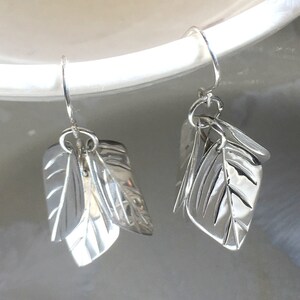 Leaf Earrings, Botanical earrings, Sterling silver Earrings, Woodland Silver Earrings, Autumn Jewelry, Leaf Shape Earring, Leaves Shape. image 7