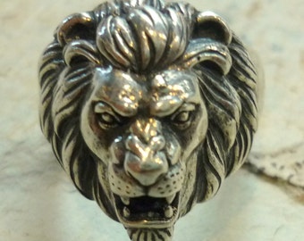 Lion Ring, Leo ring, Animal Ring, Signet Lion Head Ring, Seal Silver Ring, Sculpture Ring, Silver Unisex Ring, Oxidized Silver Ring