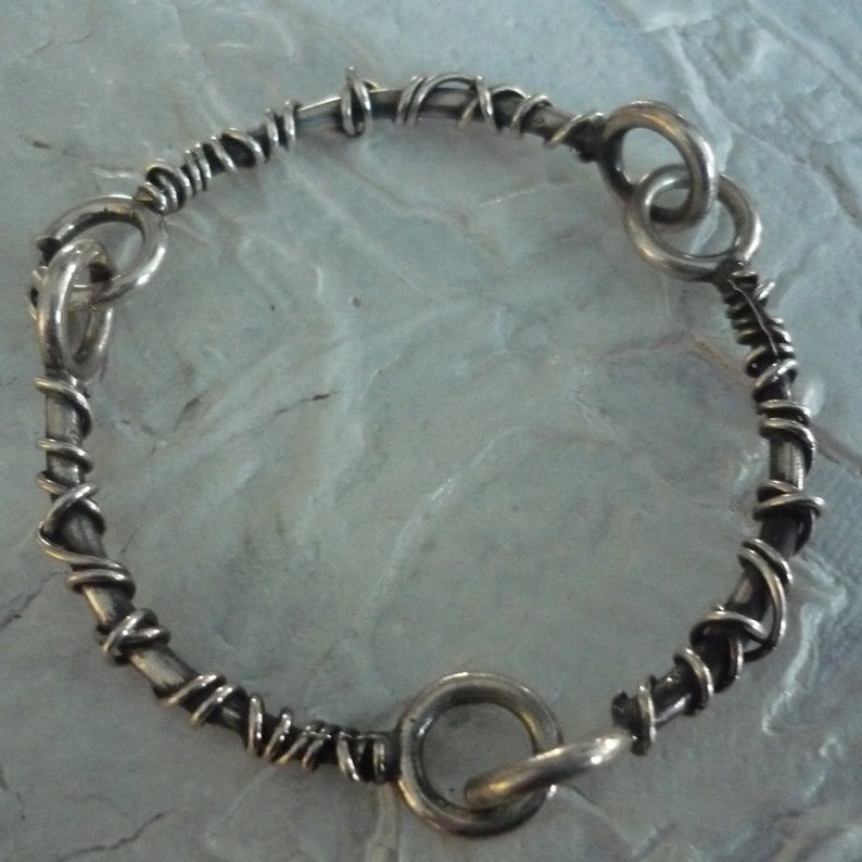 Sterling Silver Bracelet Silver Wire Wrapped Bracelet Etsy