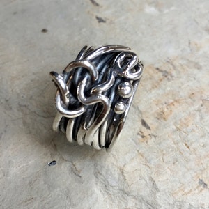 Sterling Silver Wrapped Ring, Sterling Silver Band, Sterling Silver Wire Ring, Wide Silver Band, Bohemian Ring, Silver Statement Ring K550 image 5