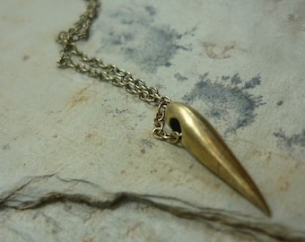 Brass Spike Necklace, Small Brass Spike Pendant, layering necklace, simple Brass Spike Necklace, Spike Pendant Necklace, Casual Necklace