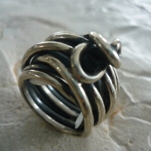 Chunky Silver Ring, Sterling Silver Ring, Wire Wrapped Silver Ring, Wide Silver Ring, Organic Ring, Statement Ring, Statement Silver Ring.