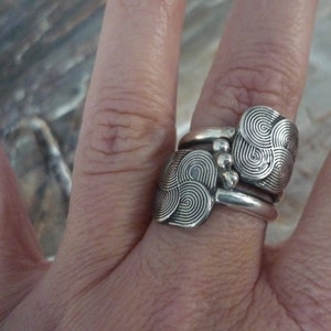 Chunky Sterling Silver Ring, Eternity Spirals Ring, Silver Eternity Spirals Ring, Statement Ring, Wire Silver Ring, Silver Balls Ring K204 image 1