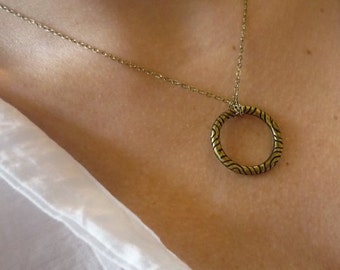Dainty necklace, Boho Necklace, Delicate Necklace, Brass Necklace, Simple necklace, Stacking Necklace, hippie Pendant, Fine Brass Chain.