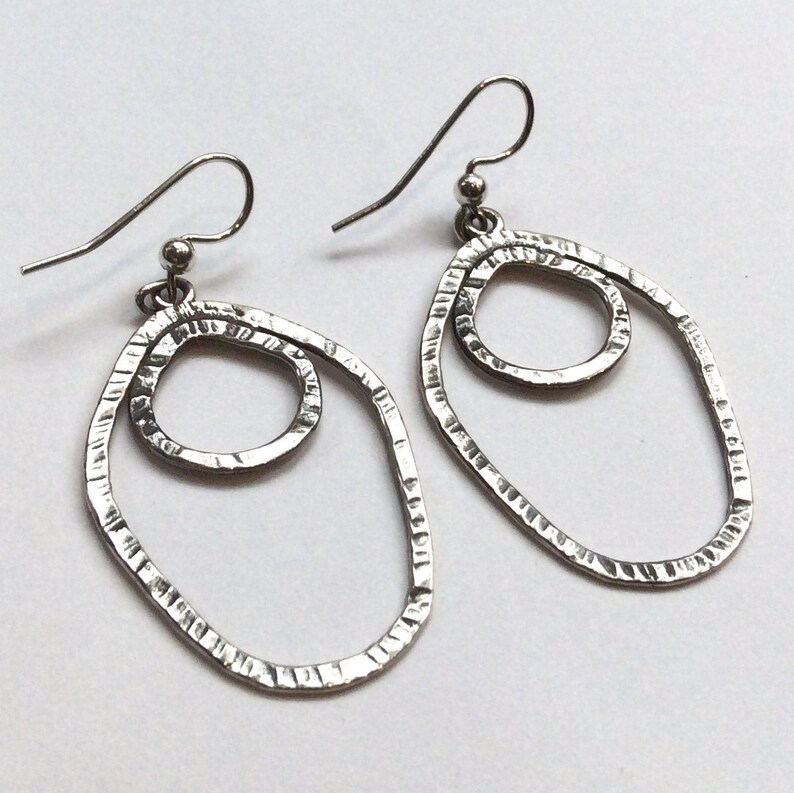 Bohemian Earrings Long Dangle Earrings Mordern Earrings Everday Earrings Casual Earrings Hammered Earrings Sterling Silver Earrings