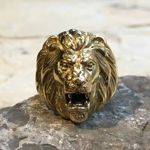 Solid 10k gold Lion Ring, Men Leo Ring, 14k gold Ring, Sculpture Ring, Unisex gold lion Ring, Animal Ring, pinkie ring RG2002