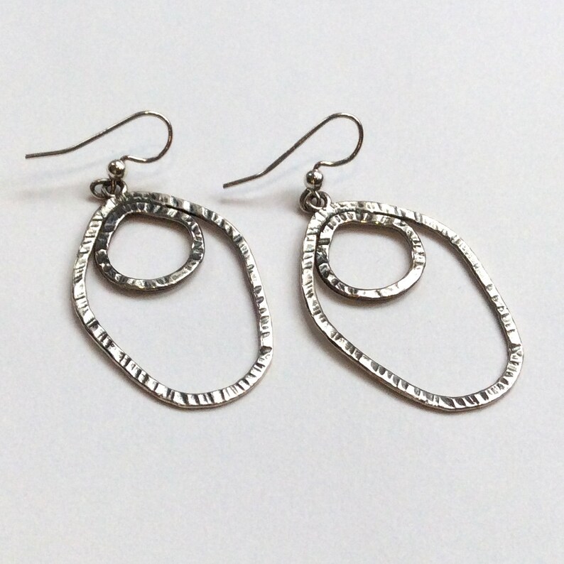 Bohemian Earrings Long Dangle Earrings Mordern Earrings Everday Earrings Casual Earrings Hammered Earrings Sterling Silver Earrings