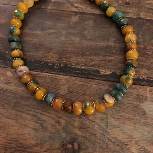 Chunky mustard Stones Necklace, Natural Stones Necklace, Agate Necklace, Earth Tones Necklace, Gold Agate Necklace image 3