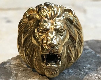 Lion Ring, Leo Ring, Mens ring, statement ring, Lion Head Ring, Chunky brass Ring, Sculpture Ring, Unisex lion Ring, Animal Ring RK2002