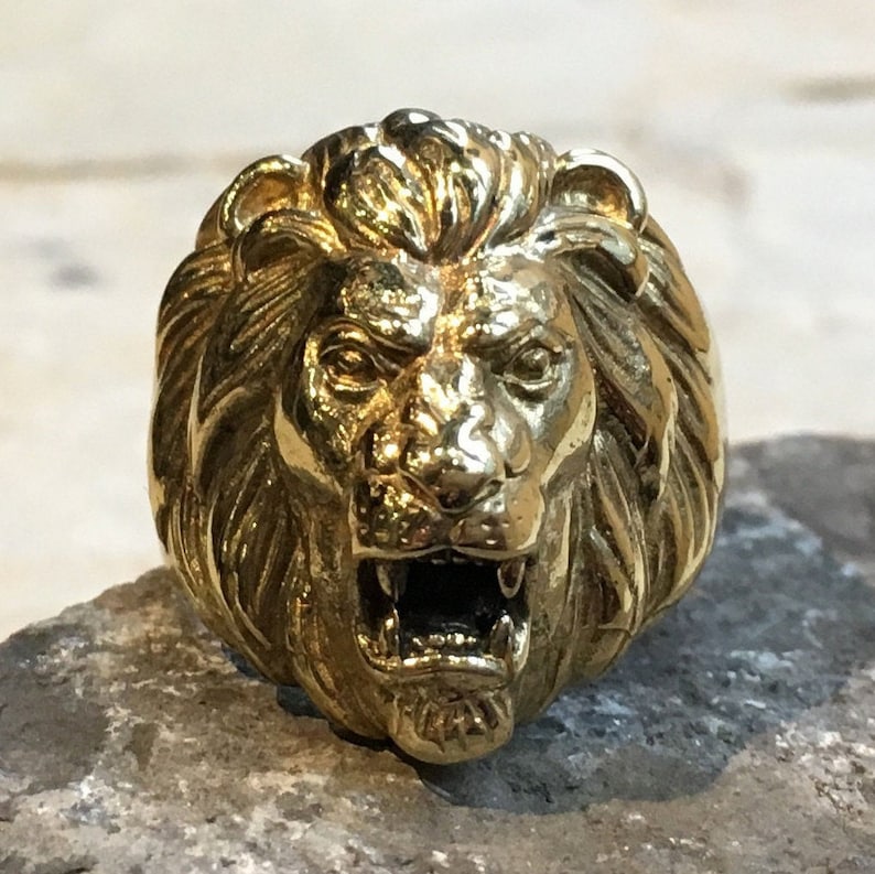 Lion Ring Leo Ring Mens Ring Statement Ring Lion Head Etsy