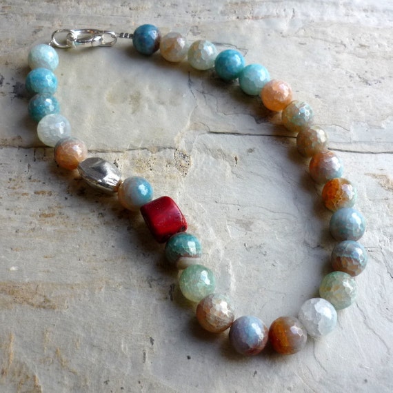 Multicolour gemtones Necklace, Boho necklace, Chunky Agate Necklace, Breezy Blues Necklace, Statement Necklace, Natural Stone bead Necklace
