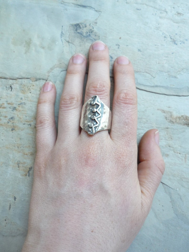 Sterling Silver Ring Wide Silver Ring Statement Silver Ring Etsy