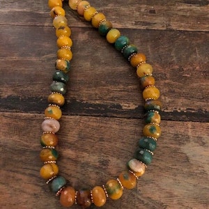 Chunky mustard Stones Necklace, Natural Stones Necklace, Agate Necklace, Earth Tones Necklace, Gold Agate Necklace image 2