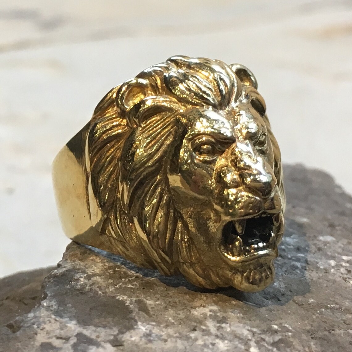 Lion Ring Leo Ring Mens Ring Statement Ring Lion Head Etsy