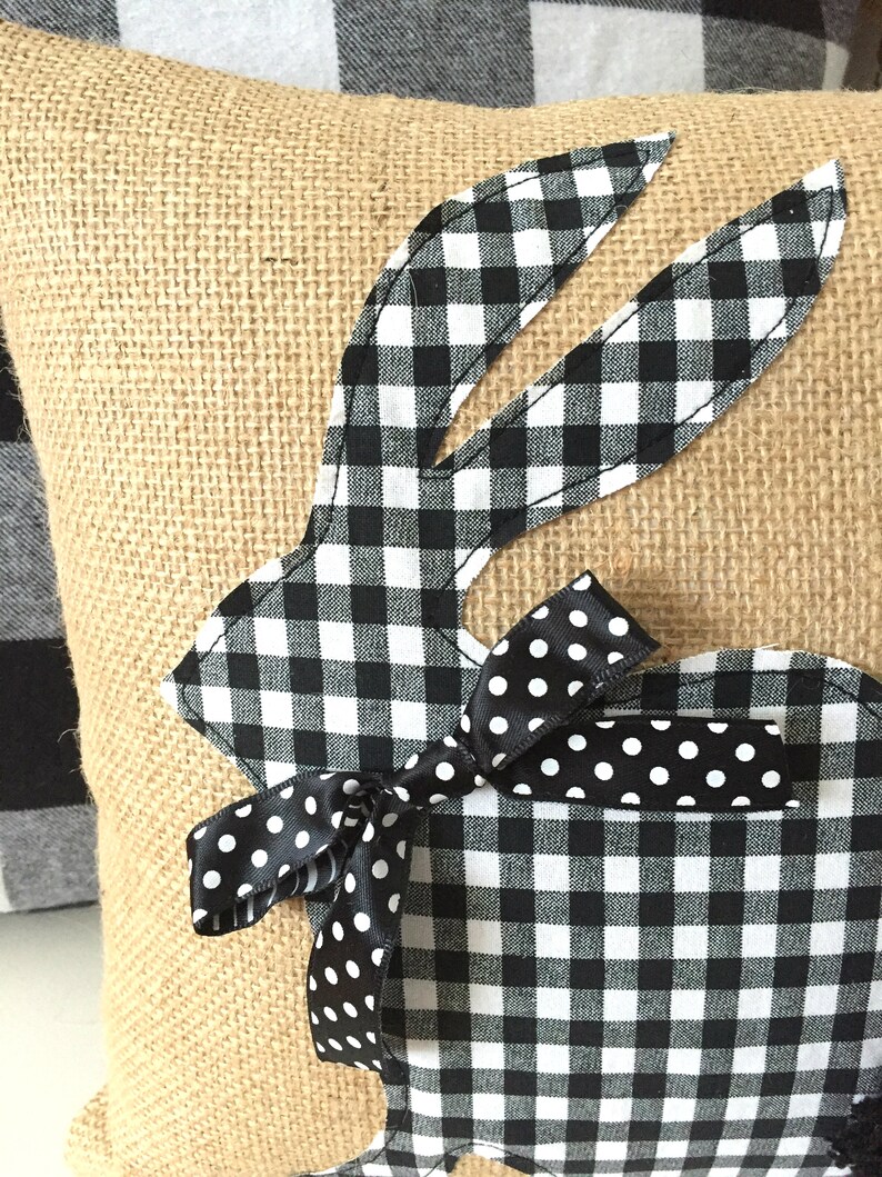 Bunny Pillow Cover Black and White Bunny Pillow Easter Etsy