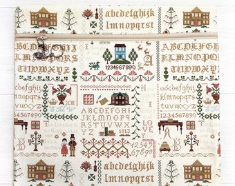 Cross Stitch Project Bag with Pride & Prejudice Fabric by Riley Blake, XL Size for 11x11 QSnap, Jane Austen Fan Gift, Large Zipper Pouch